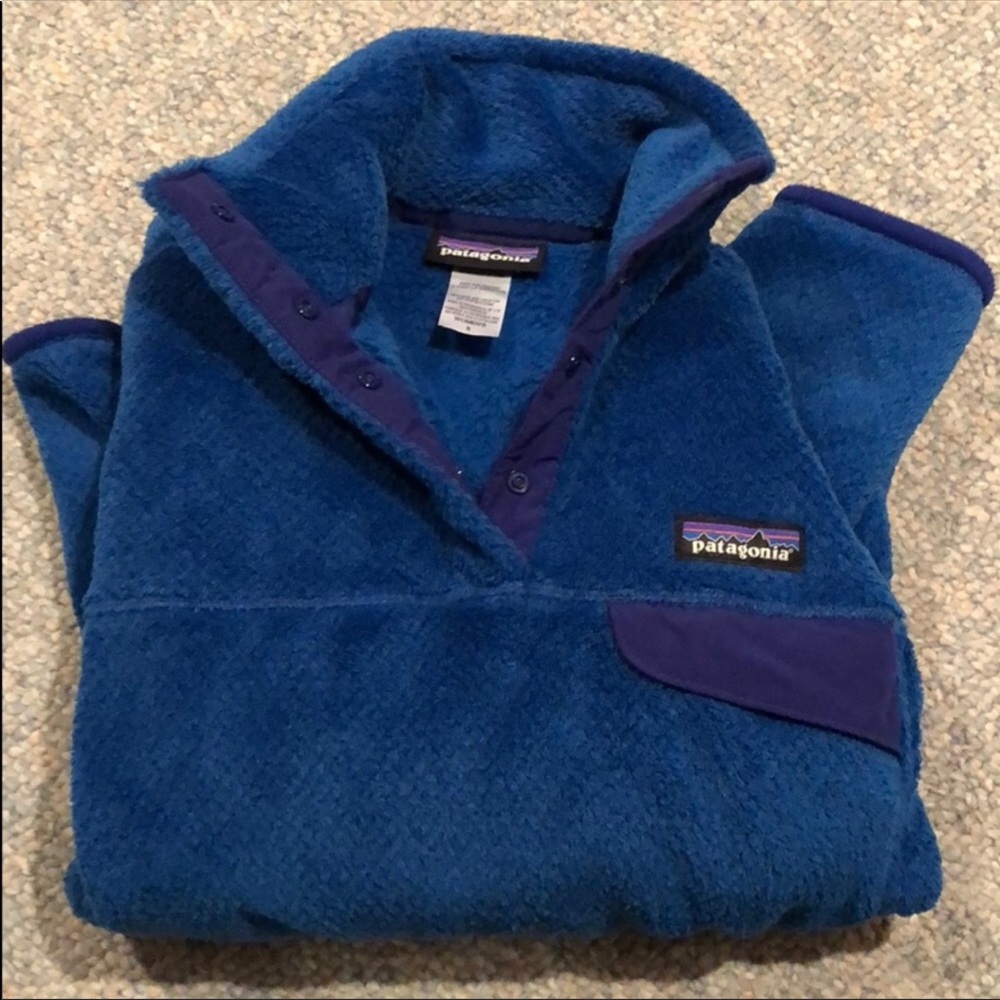 Blue Patagonia fleece sweater